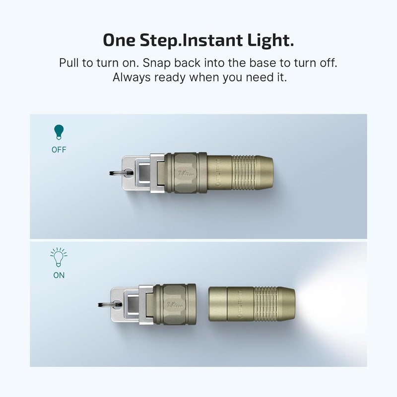 OLIGHT iUltra Rechargeable EDC Flashlight, 80 Lumens Mini LED Keychain Light, Easy take with Pocket or Attach to Keyring, Bag, for Everyday Carry and Emergencies (Olive-Green) - Image 5